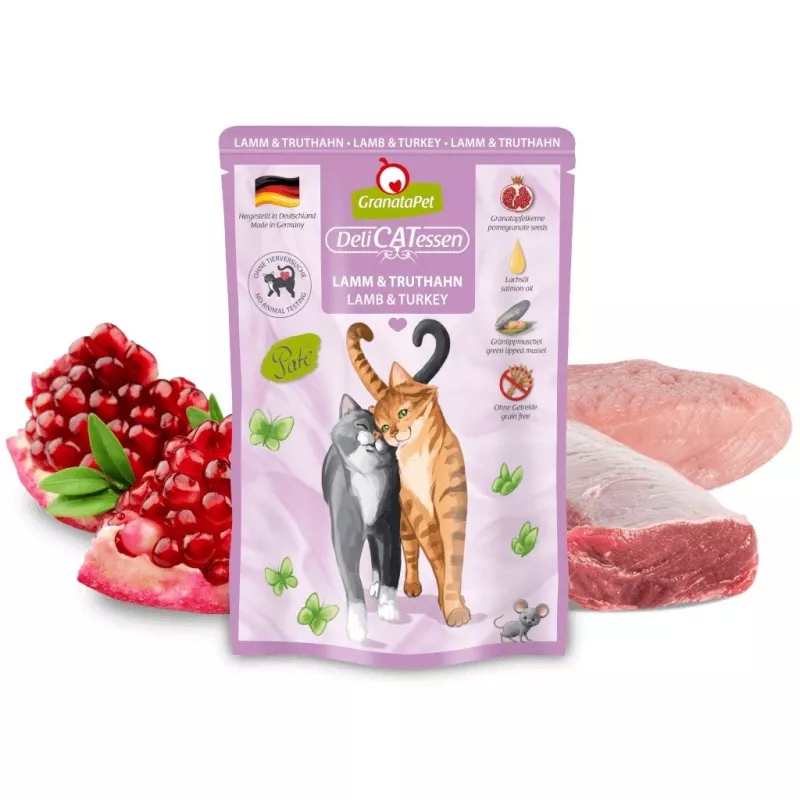 GRANATAPET DeliCATessen Cordeiro e Peru - comida húmida para gatos - 85 g