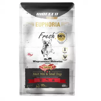 Ração seca BIOFEED Euphoria Fresh Meat Adult porco e vaca XS/S 0,5 kg para raças pequenas