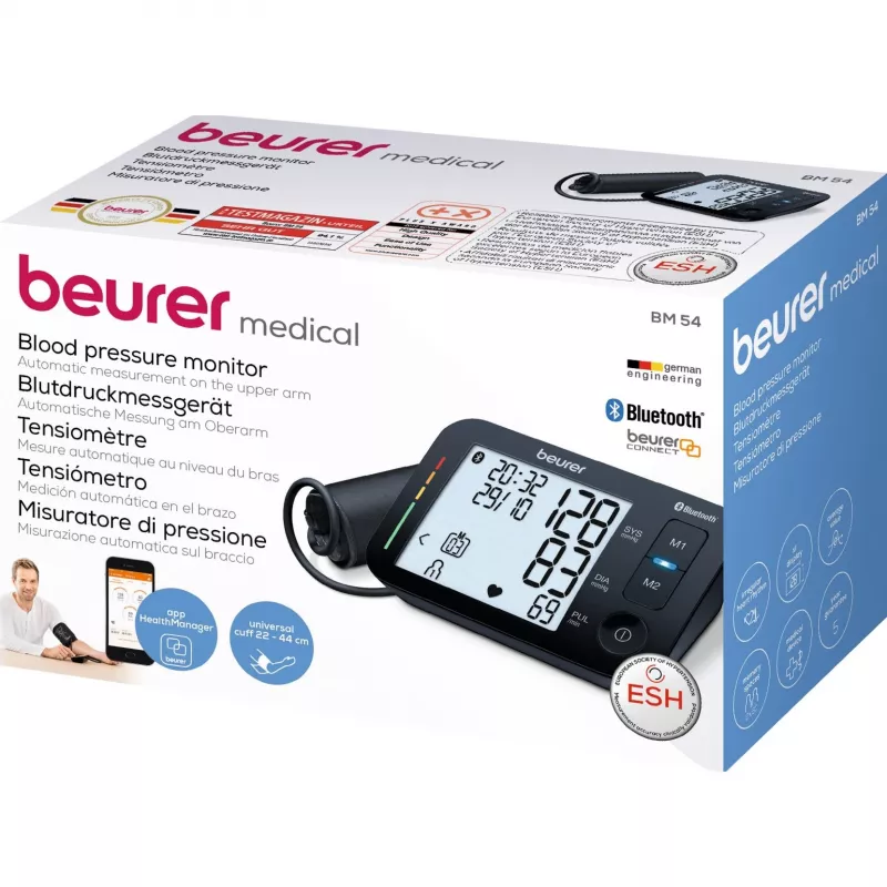 Beurer BM 54 medidor de tensão arterial de braço, Bluetooth, preto