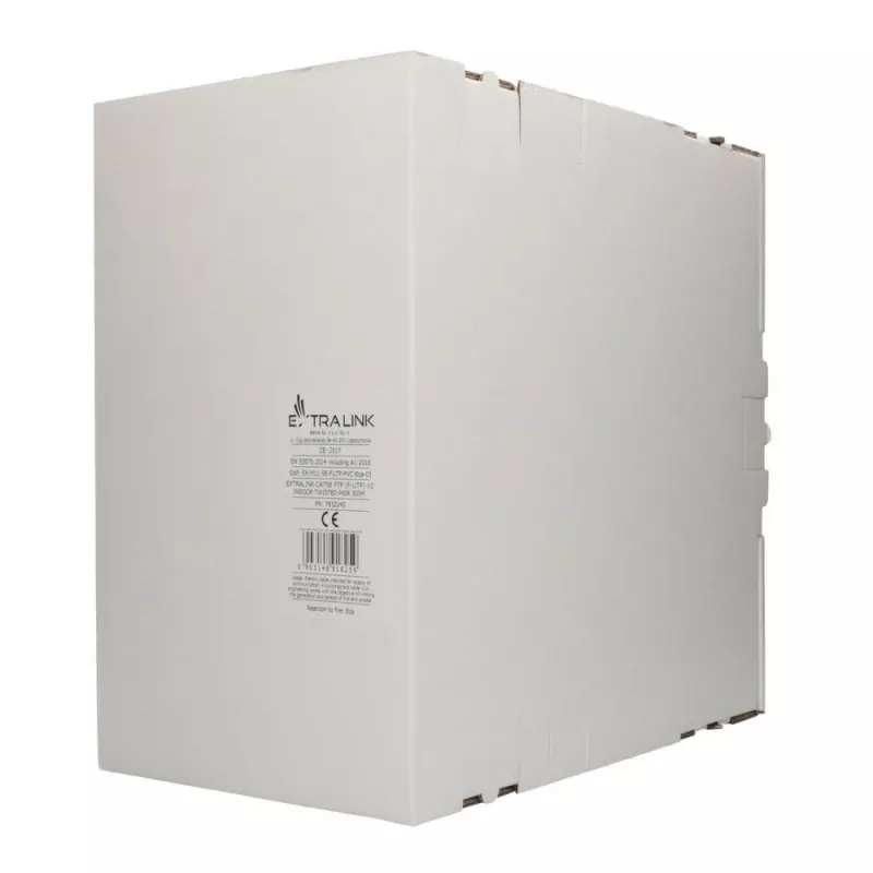 Cabo de rede Extralink par entrançado CAT5E FTP interior 305M cinzento