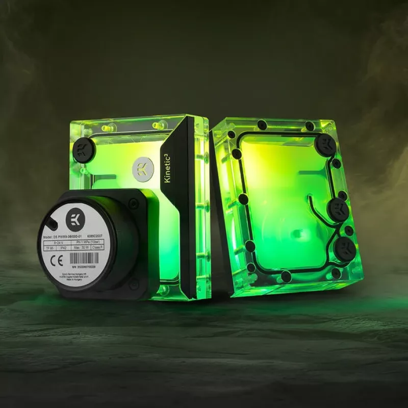 EK Water Blocks EK-Quantum Kinetic3 FLT D5 PWM combinação de reservatório e bomba - 92mm, D-RGB, acrílico