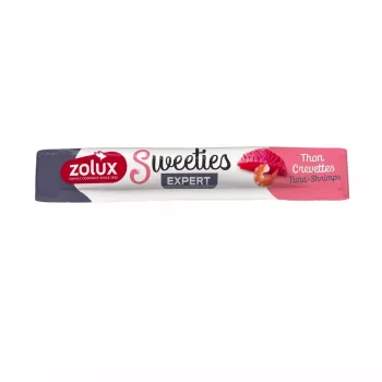 Petiscos para gatos ZOLUX Sweeties Atum com camarão 14 g — Snack de pasta de peixe, bisnaga, 90 % humidade