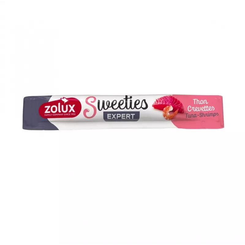 Petiscos para gatos ZOLUX Sweeties Atum com camarão 14 g — Snack de pasta de peixe, bisnaga, 90 % humidade