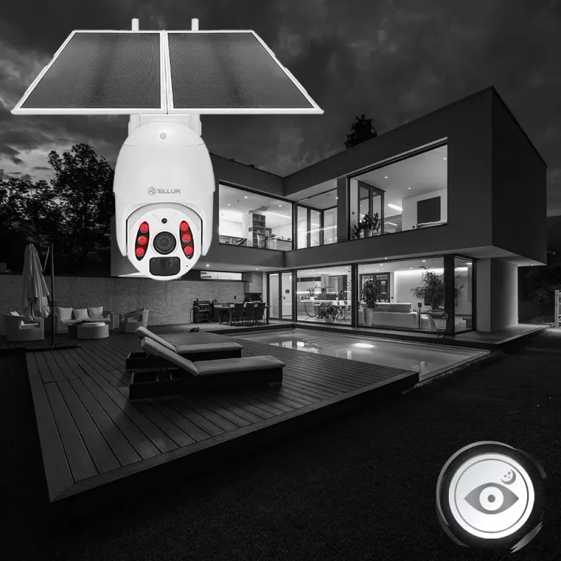 Câmara de vigilância Tellur Smart WiFi Solar Camera P&T 3MP 2K UltraHD
