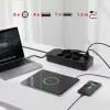 Extensão elétrica MACLEAN MCE389 B — 6 tomadas, 4×USB-A + 1×USB-C, 110–240V, 2,1A, 2500W, cabo de 1,5 m, preto