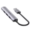 Unitek H1208A hub USB-A, 4 portas (1x USB-A 5 Gbps, 3x USB-A 2.0), alumínio, prateado