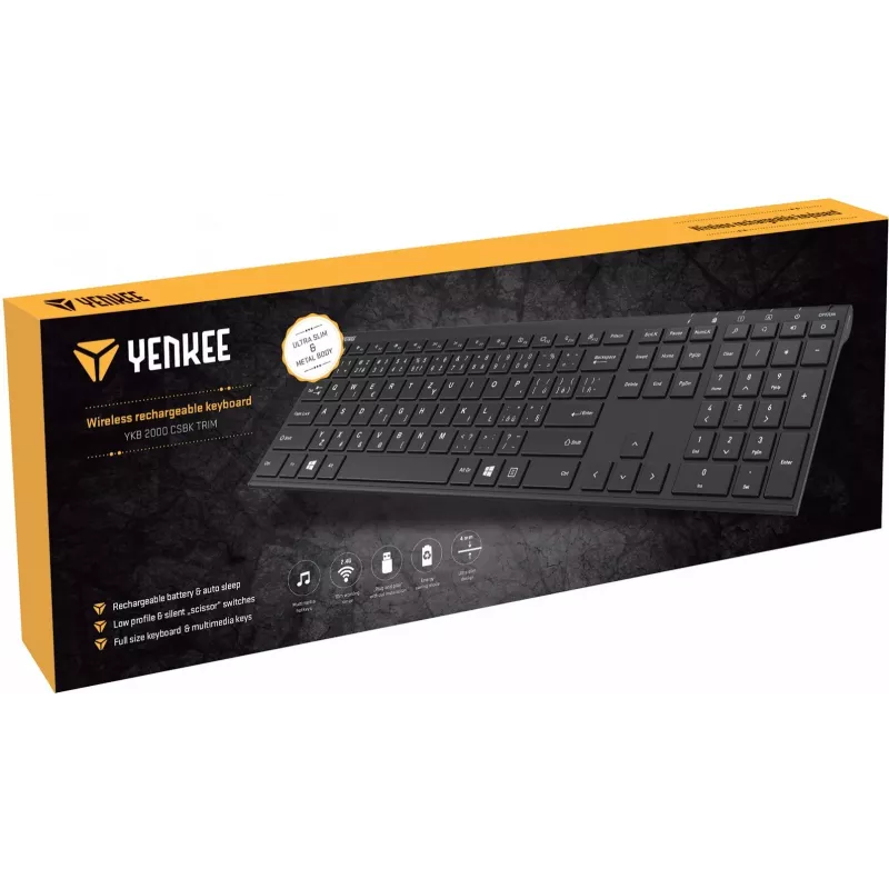 Teclado sem fios YENKEE YKB 2000 CSBK – design fino e compacto, ligação sem fios