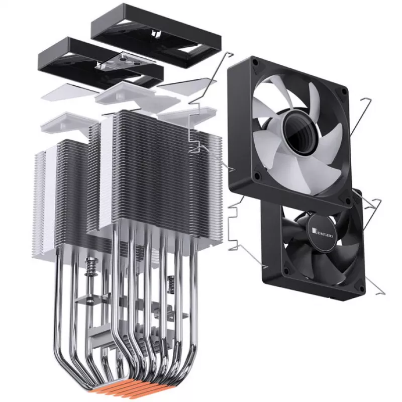 Jonsbo CR-1400 DV2 cooler para CPU, ARGB, 2 x 92 mm, preto