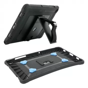 Mobilis PROTECH - Cobertura traseira para tablet - fabricada em França, reforçada, com suporte e alça de mão rotativa 360° - preto - para Sam