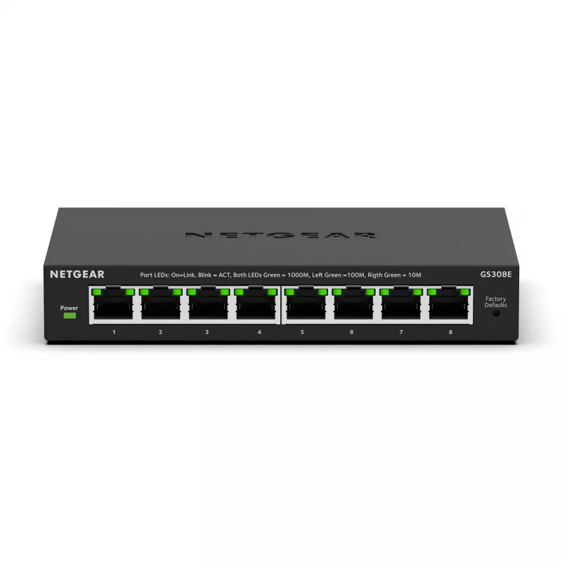 NETGEAR GS308E Switch gerido L2/L3 Gigabit Ethernet (10/100/1000) preto