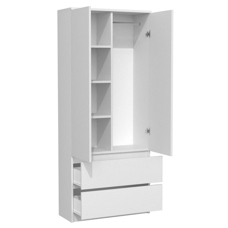 Top E Shop SZAFA MALWA B roupeiro de quarto, 5 prateleiras, 2 portas, branco