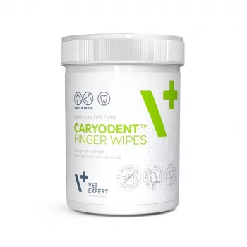 VETEXPERT Caryodent Finger Wipes, toalhetes de limpeza dentária para cães e gatos, 50 unid.