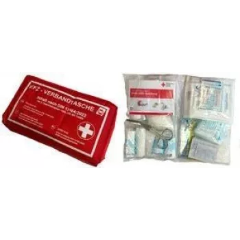 Kit de primeiros socorros IWH bolsa de primeiros socorros para automóvel modelo 023511, conteúdo conforme DIN 13164, vermelho