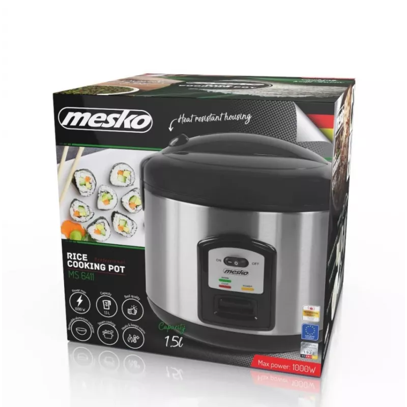 Panela de arroz Mesko MS 6411 preto, aço inoxidável 1000 W