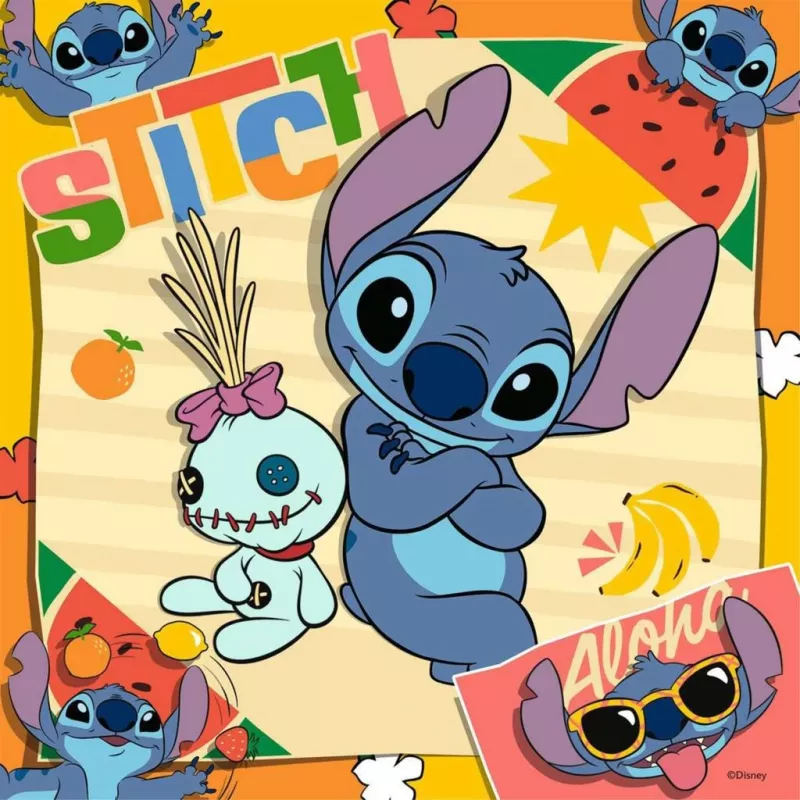 Puzzle infantil Ravensburger Disney Stitch — 3 x 49 peças, adequado para crianças