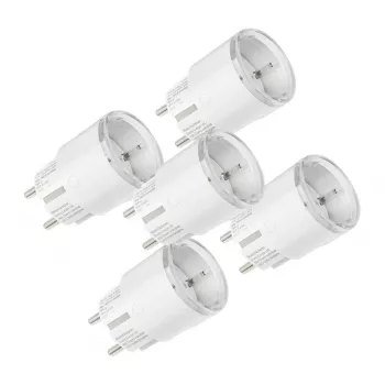 Conjunto de tomadas inteligentes Shelly Plug S MTR Gen3 — 5 unid., 12A, branco