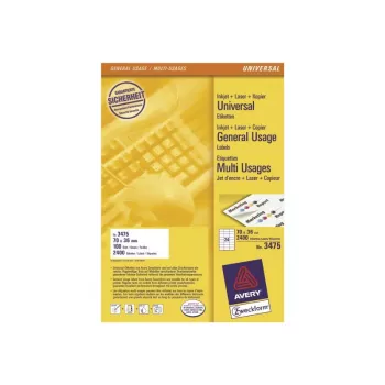 Avery etiquetas multiusos laser fotocopiadora jato de tinta 24 por folha 70x36mm