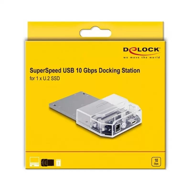 Docking station DeLOCK USB Type-C para 1 x SSD U.2 preto