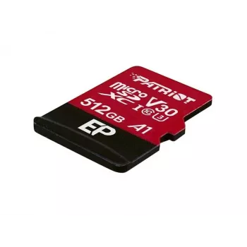 Cartão de memória MicroSDXC PATRIOT 512 GB UHS‑I U3 V30 Class 10, velocidade de leitura até 90 MB/s, adaptador incluído