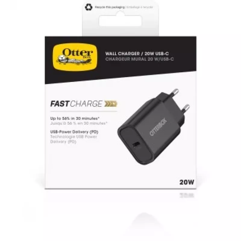 Carregador de parede OTTERBOX 20W USB-C com USB Power Delivery, preto (78-81338)