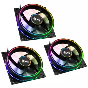 Ventoinha Cryorig Crona S 120 mm preta — pack de 3, 400–1700 rpm, 60,6 cfm, 2,65 mmH₂O
