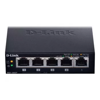 Switch de rede D-Link DGS-1005P/E não gerido Gigabit Ethernet (10/100/1000) Power over Ethernet (PoE) preto