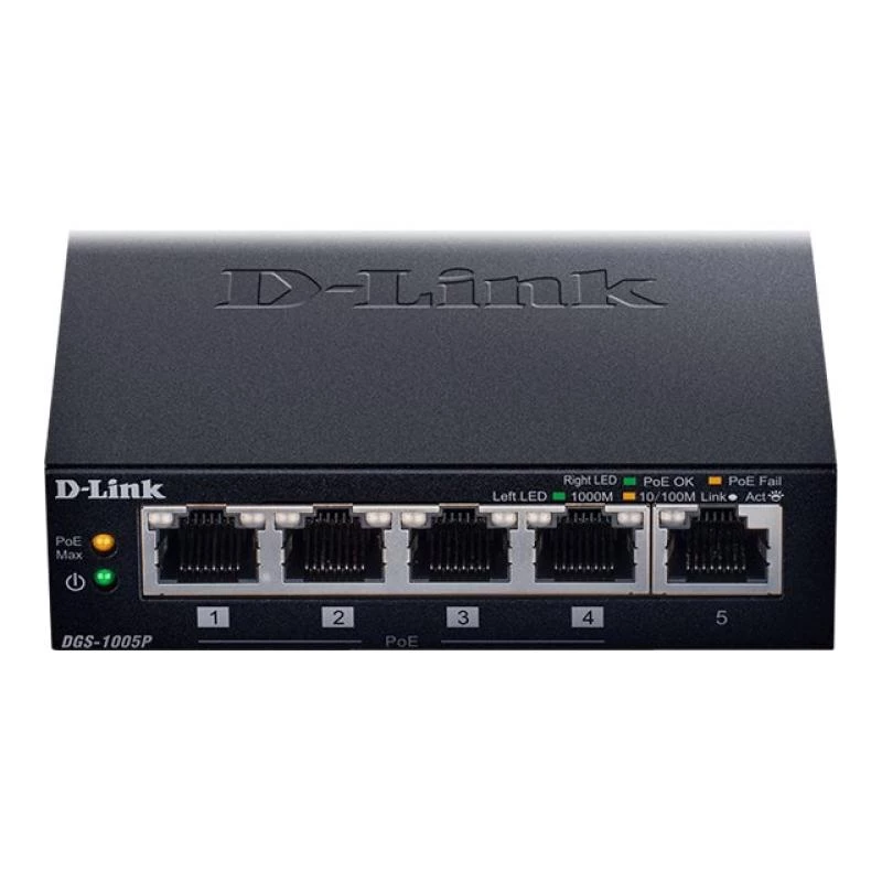 Switch de rede D-Link DGS-1005P/E não gerido Gigabit Ethernet (10/100/1000) Power over Ethernet (PoE) preto