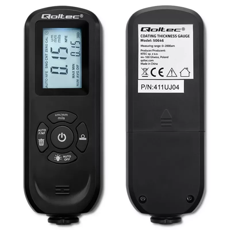 Medidor de espessura de camadas QOLTEC 50646 LCD 0–2000 µm