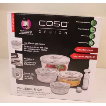 Recipiente de conservação a vácuo redondo Caso 01187, conjunto de vidro com 4 peças (370–1700 ml) — não mantém o vácuo
