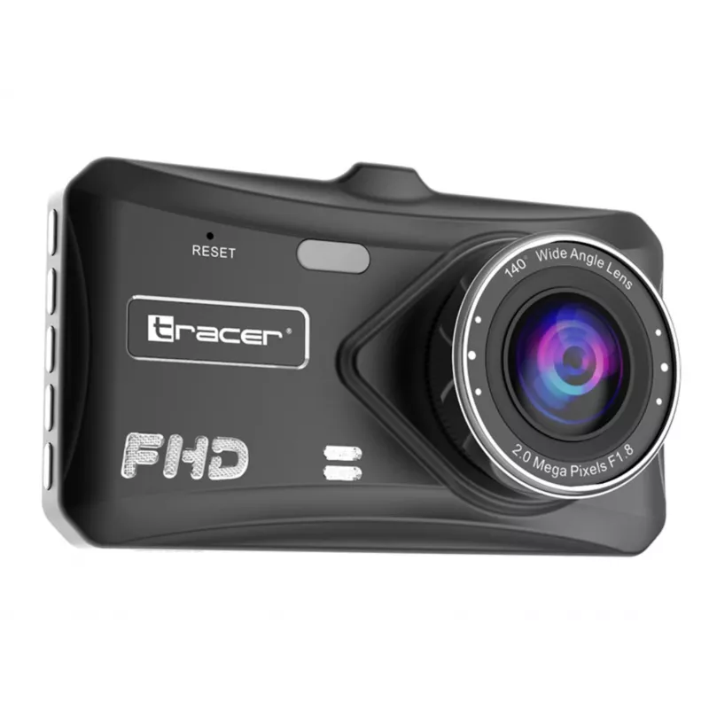 Dashcam TRACER 4TS Dashcam Full HD de canal duplo, câmara principal 2 MP, câmara interior 0,4 MP, ângulo 140°/60°, ecrã IPS 4 polegadas, bateria 150 mAh, caixa de alumínio, assistente de estacionamento