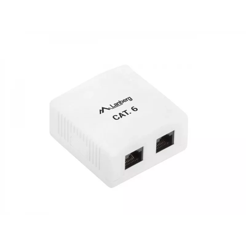 LANBERG tomada de superfície RJ-45 Cat6 OU6-0002-W branco, 2 conectores fêmea, 30×54×57 mm