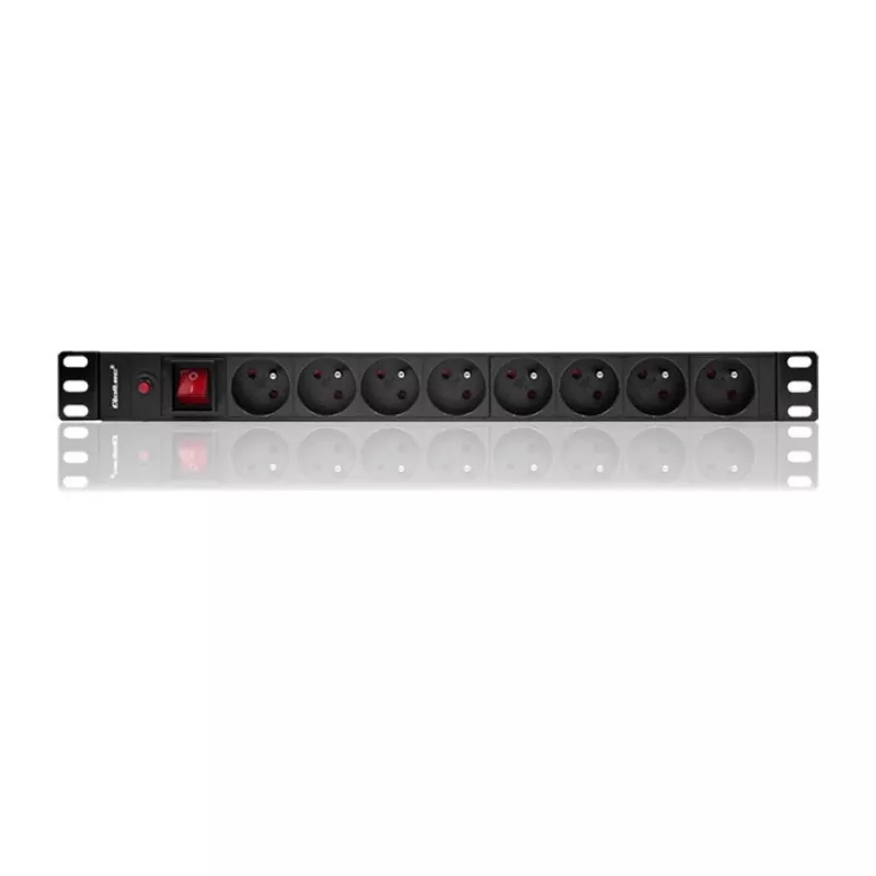 Qoltec 53996 régua de tomadas para RACK 19 | 1U | 16A | PDU | 8xFRANCÊS | 2m