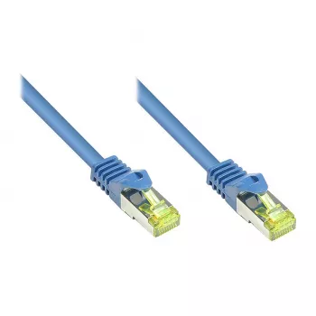 Cabo de patch RJ45 com cabo bruto Cat.7 e proteção da lingueta (RNS®), S/FTP, PiMF, sem halogéneos, 600MHz, OFC, azul, 50m, Good Connections® (8070R-500B)