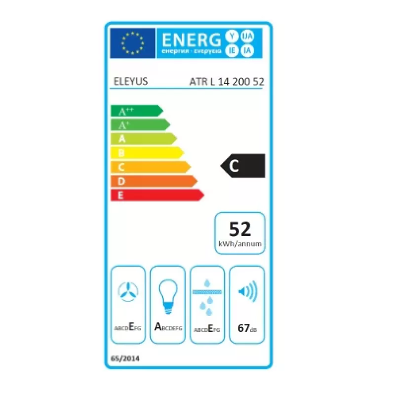 ELEYUS HOOD ATR L 14 200 52 BL Exaustor de encastre Preto 52 cm 424 m³/h