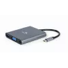 Gembird A-CM-COMBO6-01 adaptador multiporta USB-C 6 em 1, USB 3.1 Gen 1, HDMI 4K, VGA, PD 60 W, leitor SD/microSD, áudio de 3,5 mm, cinzento