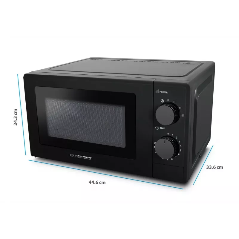 Esperanza ESTOFADO EKO011K micro-ondas solo, de bancada, 20 l, 700 W, 5 níveis de potência, prato rotativo de 24,5 cm, preto