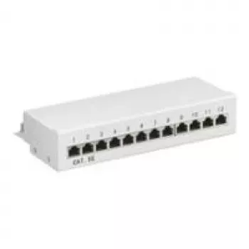 Wentronic Goobay painel de ligação CAT 5e Mini/Desktop, 12 portas, cinzento - STP blindado, cinzento (93041)