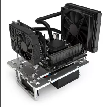 Caixa de bancada Mini Streacom BC1 Mini V2 prateado — estrutura compacta de open-frame