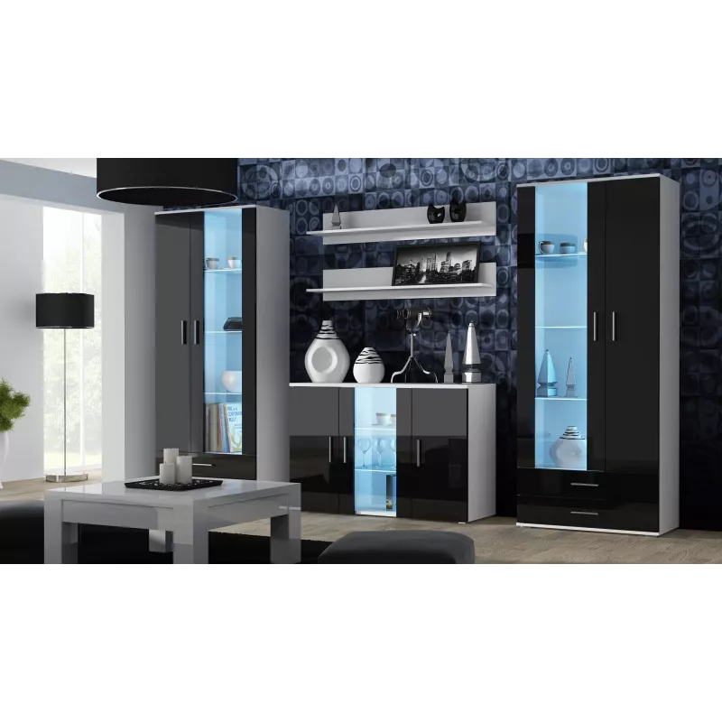 Cama Meble SOHO S7 aparador 120 cm, branco/preto brilhante