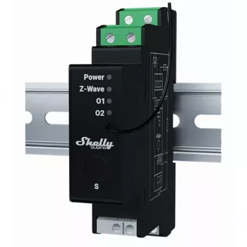 Controlo de estores Shelly Wave Pro Shutter, preto, caixa de plástico, 110–240 V AC, 50–60 Hz, 0,3 W, 19×69×94 mm