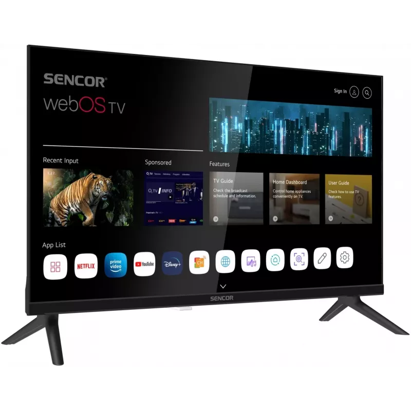 Televisor LED Smart 24 polegadas SENCOR SLE 24S830MB — resolução HD, classe de eficiência energética E