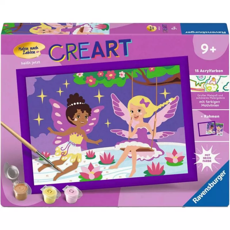 Conjunto de pintura Ravensburger CreArt – Amigos das Fadas (conjunto de pintura infantil)
