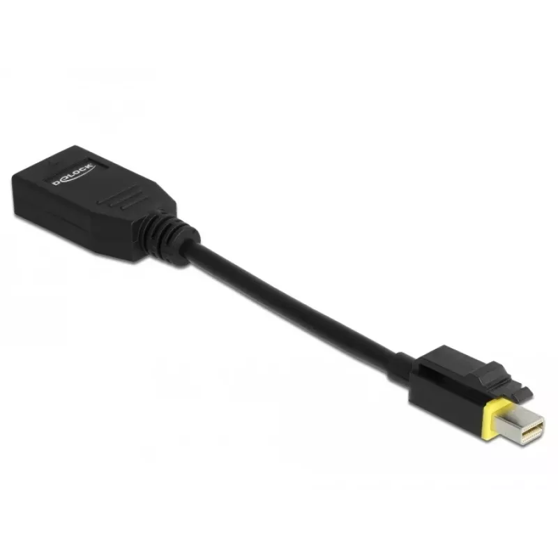 DeLOCK - Adaptador DisplayPort - Mini DisplayPort (M) com bloqueio para DisplayPort (F) - DisplayPort 1.4 - 15 cm - sem halogéneos, suporte 8K - Preto (65978)