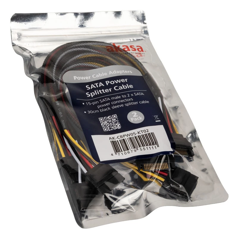 Cabo de alimentação SATA em Y Akasa - 30cm pack de 2 - cabo - digital/dados