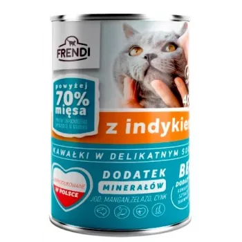 FRENDI com pedaços de peru em molho delicioso - Ração húmida para gatos - 400 g