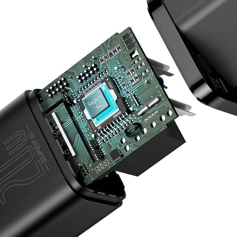 Carregador rápido Baseus Super Si 1C 20W com cabo USB-C para Lightning 1m (preto)