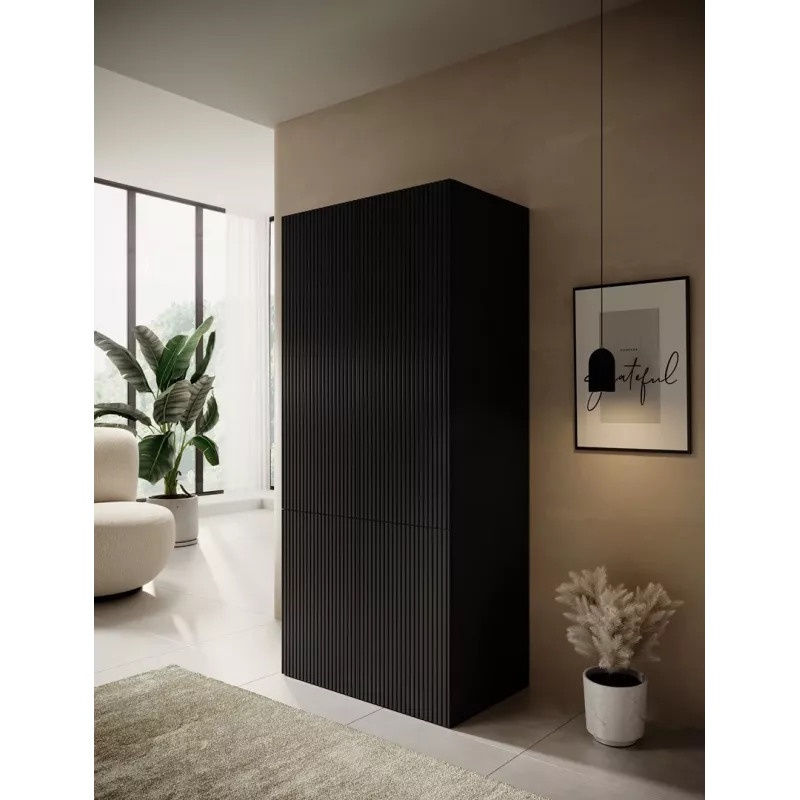 Roupeiro cama meble PAFOS 2D 90×55,5×198,5 cm Preto mate — 2 prateleiras