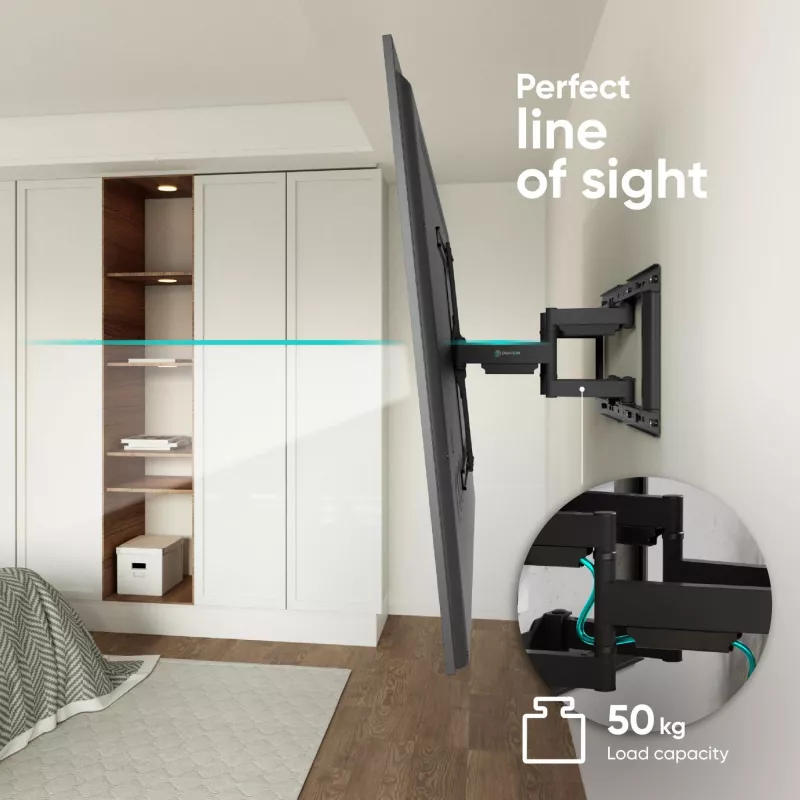 Suporte de chão para TV ONKRON SM6-B para ecrãs de 32 a 90 polegadas, capacidade de carga 50 kg, VESA 200x200–600x400, inclinação -10–5°, rotação 40°
