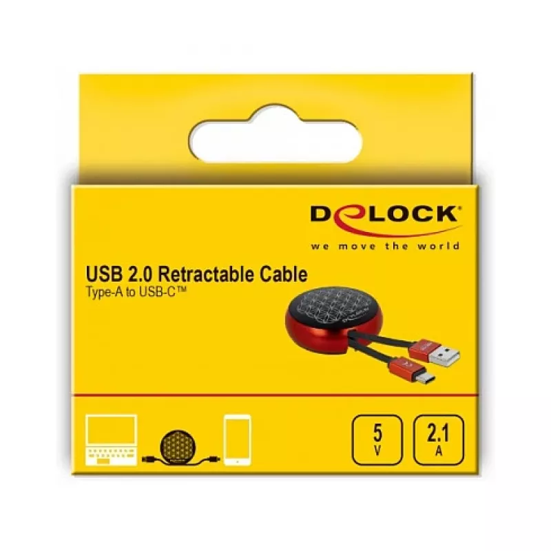 Cabo retrátil DeLOCK USB 2.0 Type-A para USB-C™ 85819