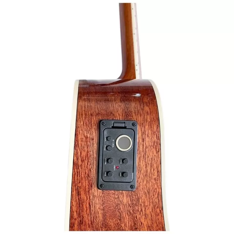 Guitarra eletroacústica V-tone VEAG1 CE 4/4 madeira — Dreadnought tamanho completo, Cutaway, tampo em abeto, fundo e ilhargas em mogno, pré-amplificador incorporado